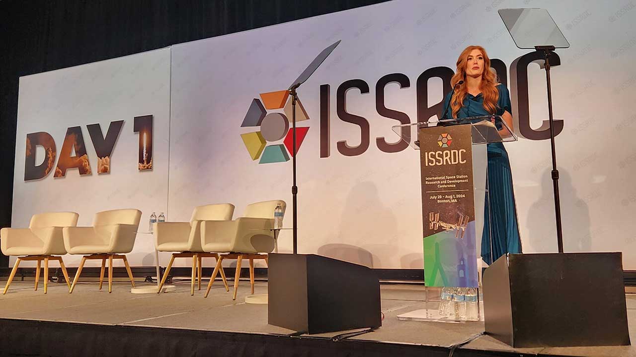 Day 1 of ISSRDC 2024 was emceed by Jessica Gagen, aerospace engineer and Miss United Kingdom.