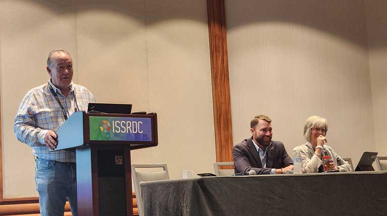 CASIS CEO Ray Lugo speaks during the ISS National Lab Implementation Partners meeting