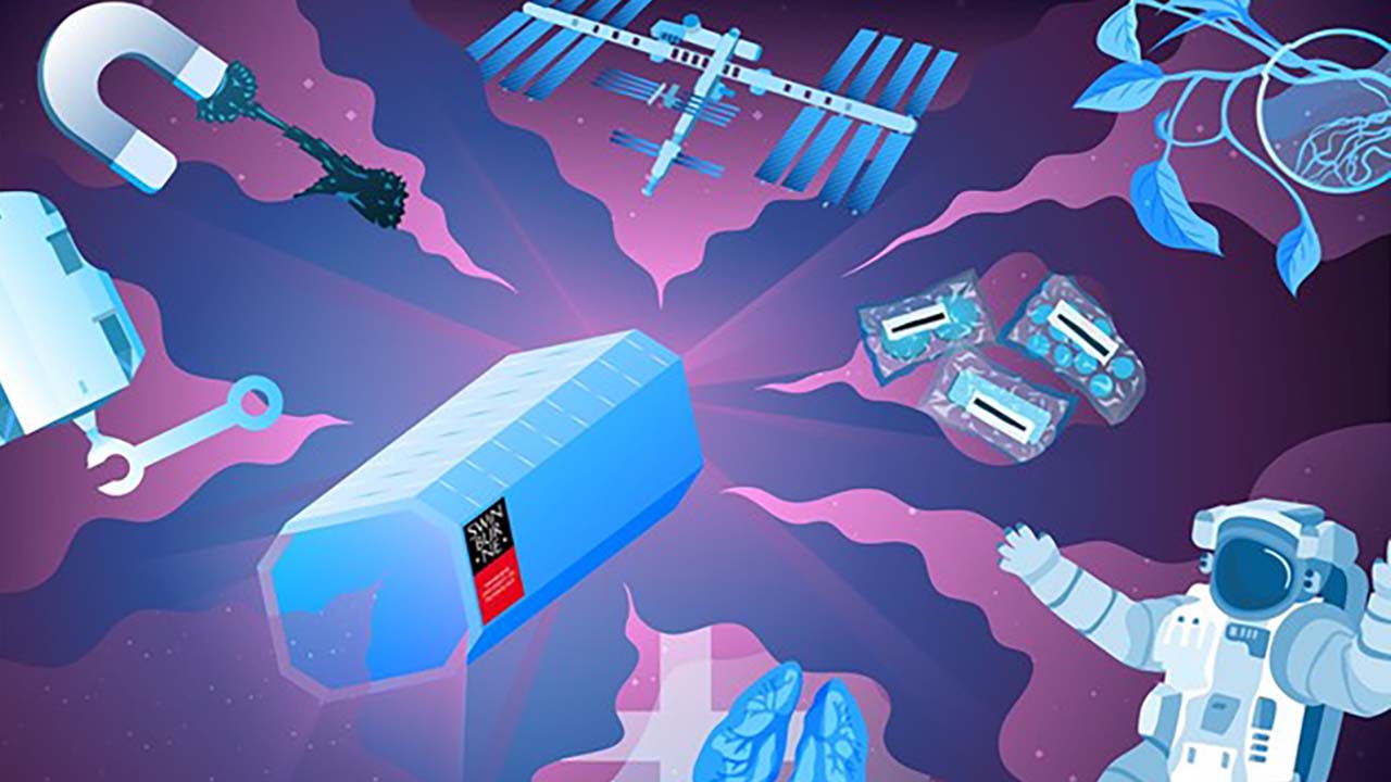 rhsci-student Graphic representing the Swinburne Youth Space Innovation Challenge, featuring an astronaut, satellite, plants in space, and more.