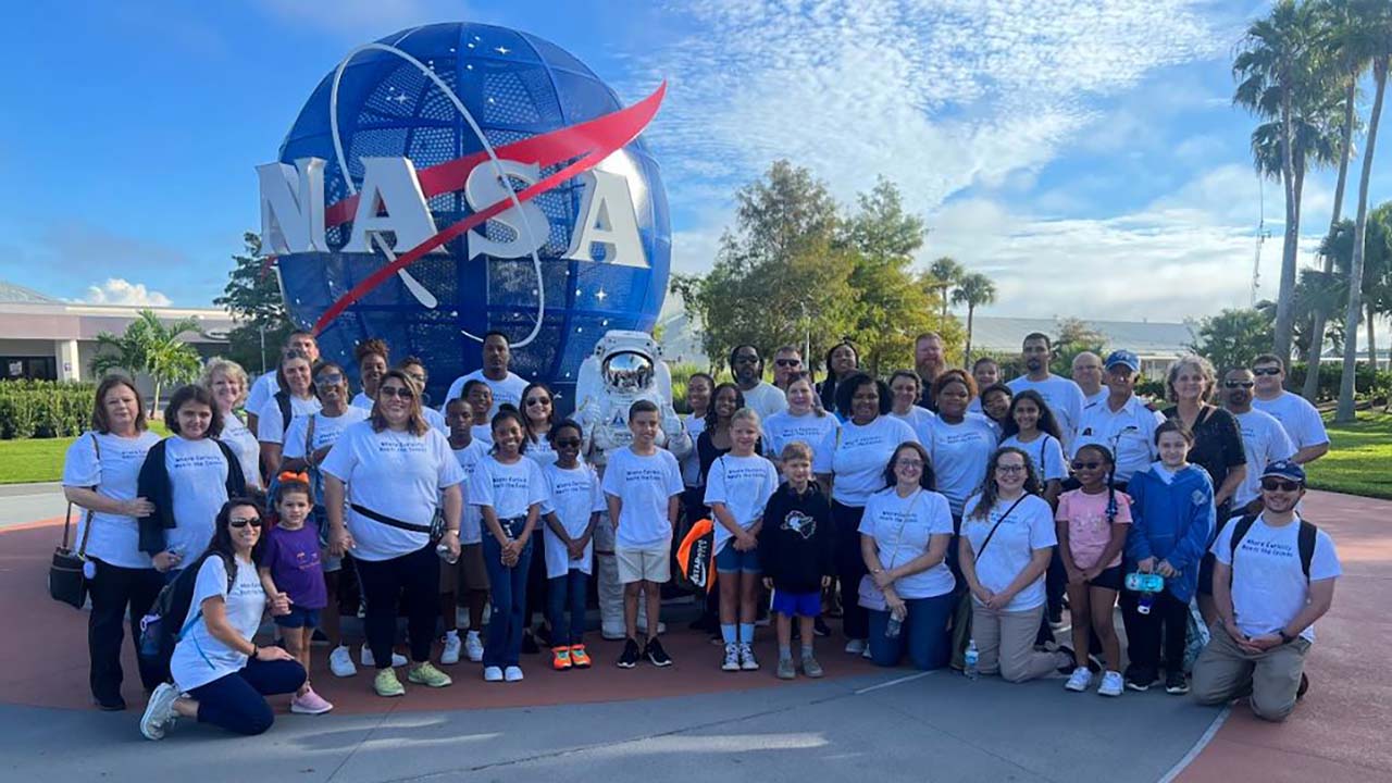 spx29-dreamup-kscvc Cumberland County students during their visit to Kennedy Space Center Visitors Complex.