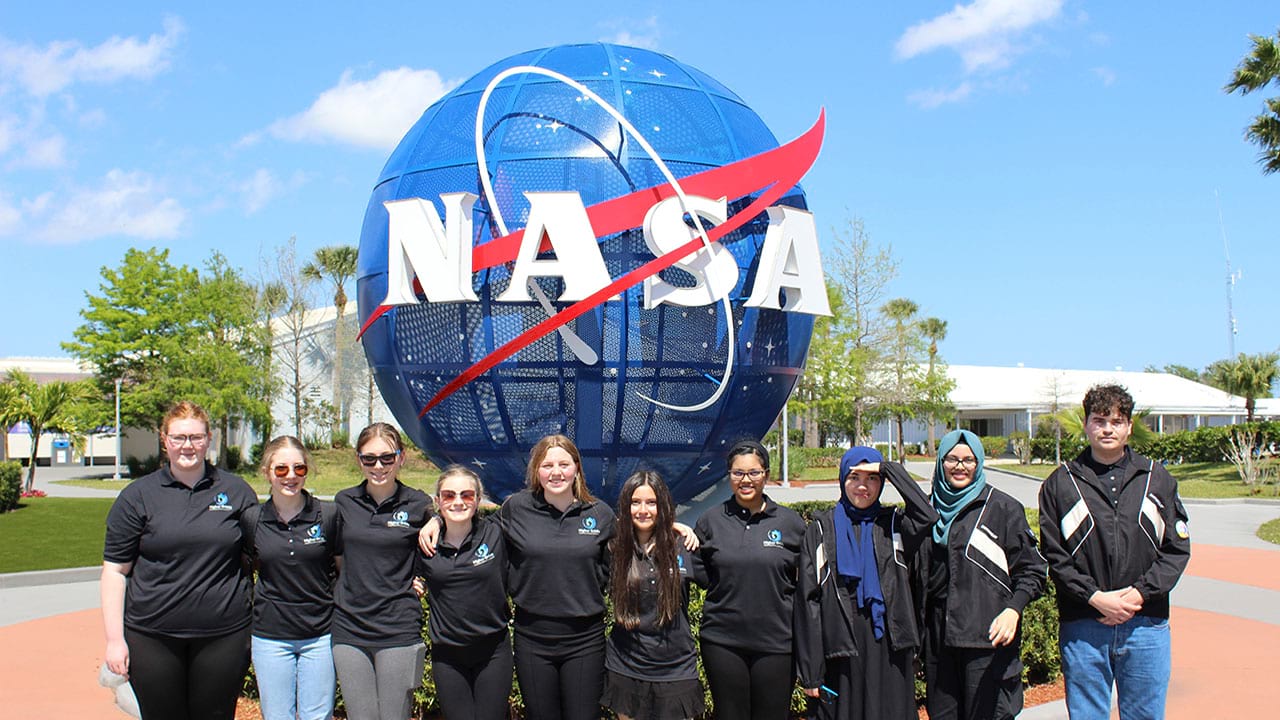 Winning Teams from the Higher Orbits Go For Launch! program visit Kennedy Space Center before the launch of SpaceX CRS-30.