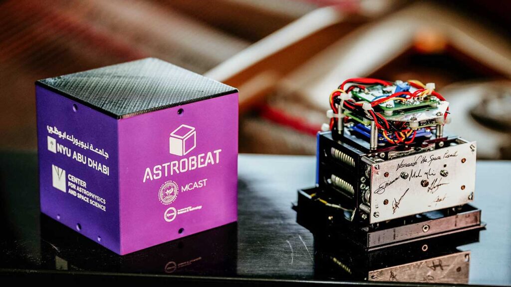 spx31-astrobeat-welding The Nanolab Astrobeat module hull and core side by side.