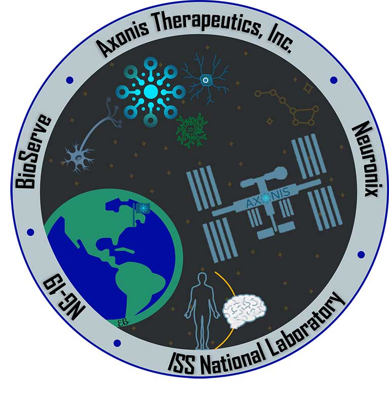 The mission patch for the team's ISS National Lab-sponsored investigation that was designed by Axonis team members Eilah Berlow, Tia Dey and Shane Hegarty.
