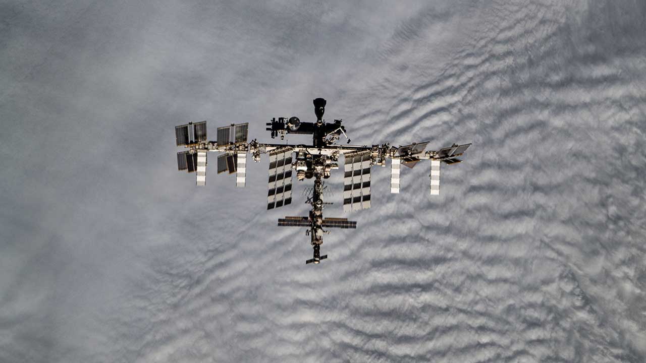 The International Space Station is pictured from the SpaceX Dragon crew spacecraft by a SpaceX Crew-8 member after undocking in October 2024.
